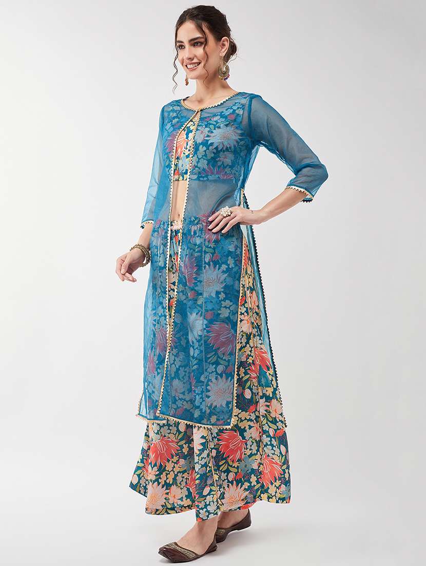 women floral round neck fusion set - 21567266 -  Standard Image - 3