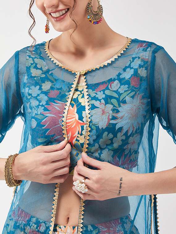 women floral round neck fusion set - 21567266 -  Standard Image - 5