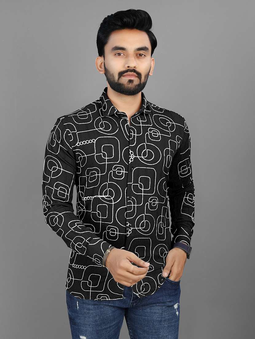 men abstract printed regular fit casual shirt - 21567298 - Zoom Image - 0