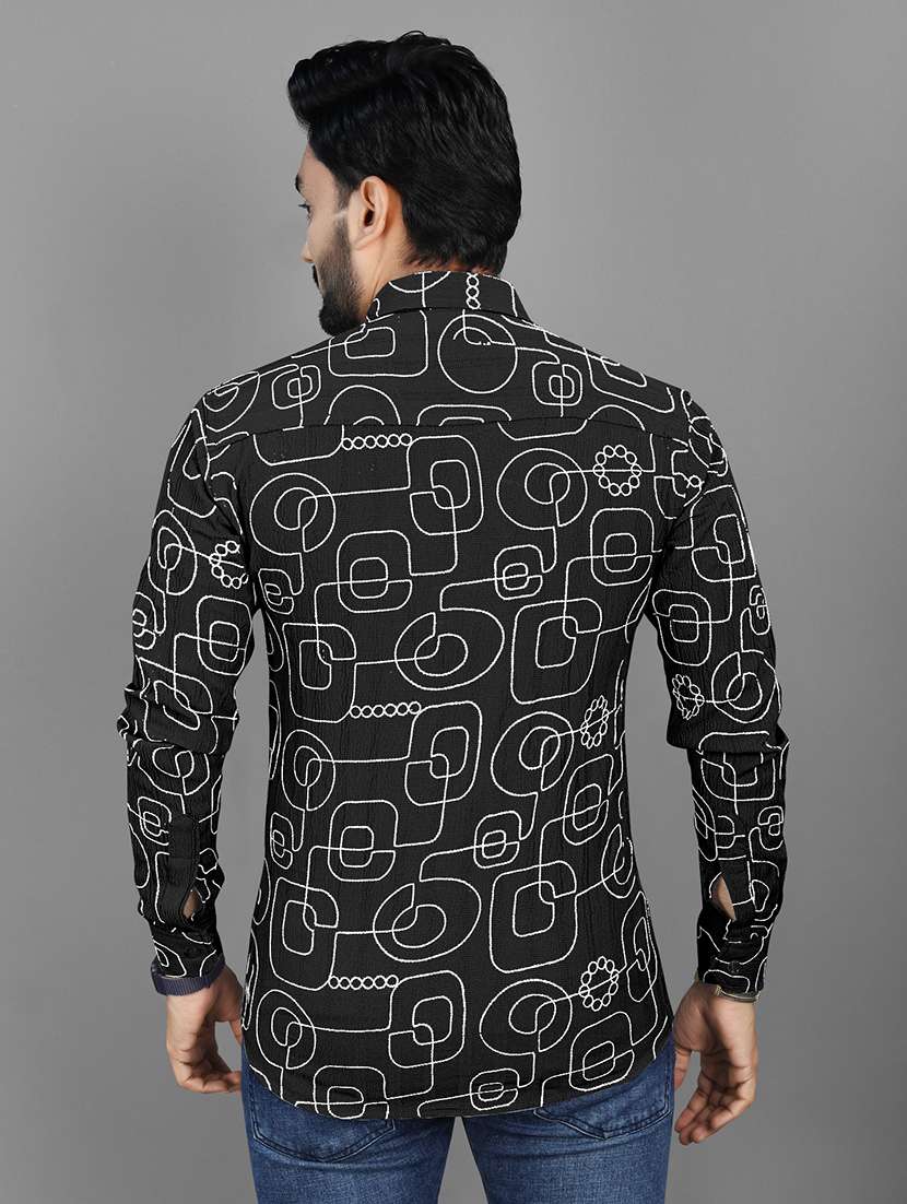 men abstract printed regular fit casual shirt - 21567298 - Standard Image - 3