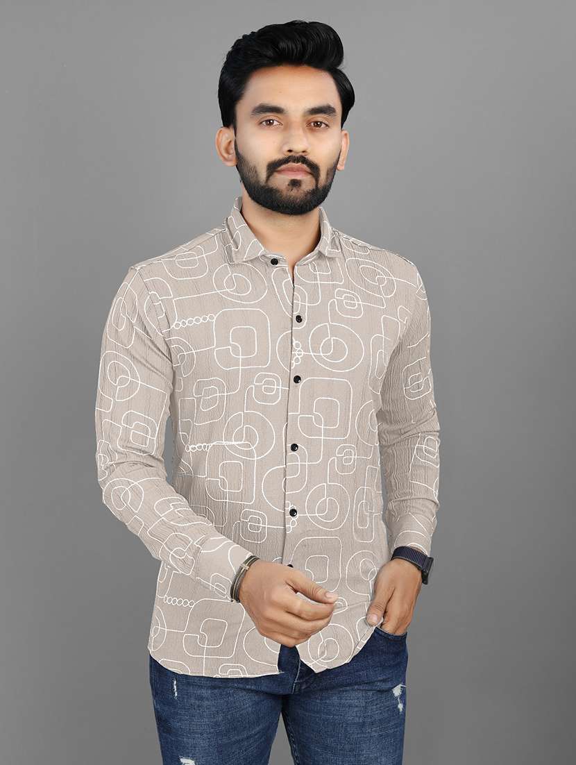 men abstract printed regular fit casual shirt - 21567300 - Zoom Image - 0