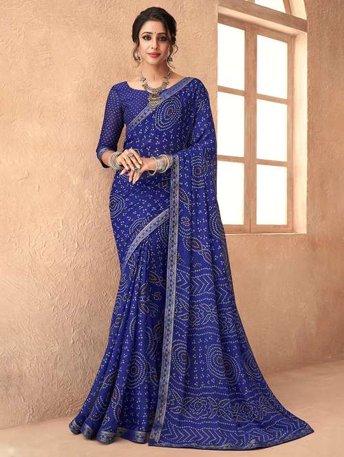 women lace bordered bandhani saree  - 21567379 -  Standard Image - 0