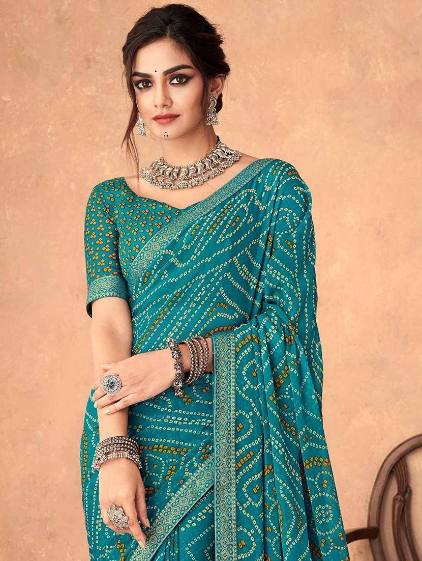 women lace bordered bandhani saree  - 21567383 -  Standard Image - 3