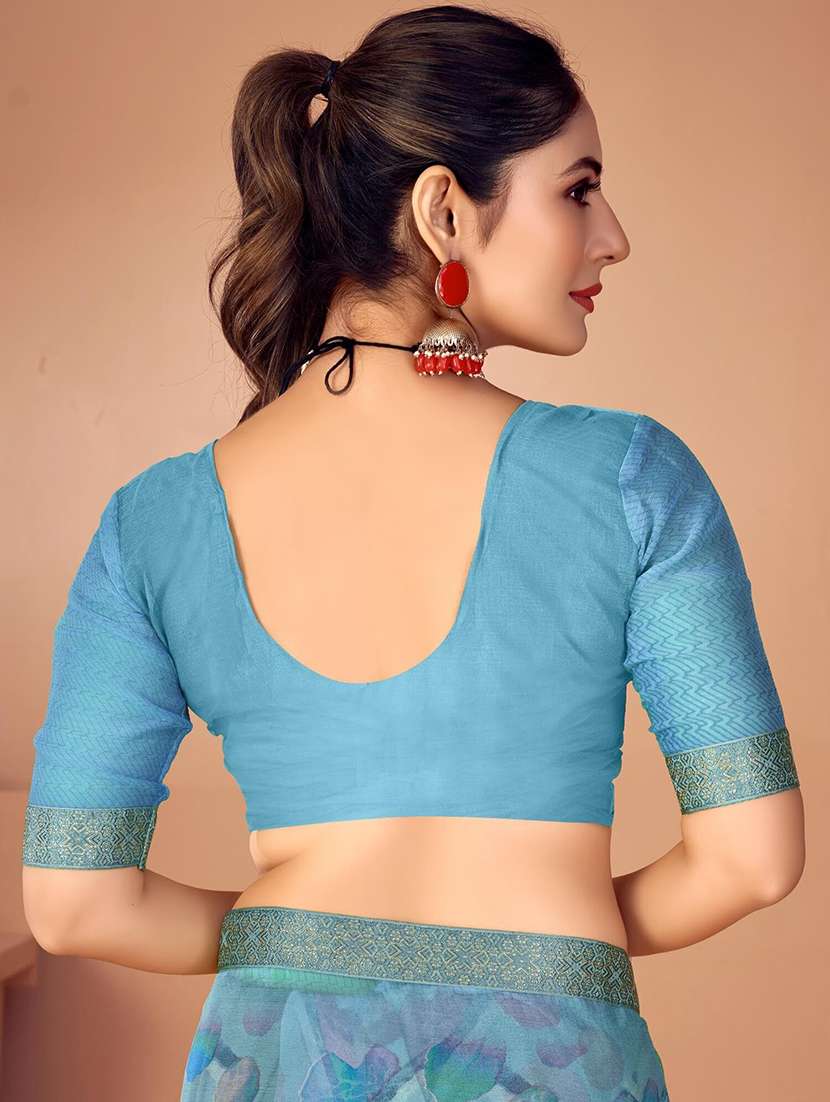 women light blue printed saree - 21567405 -  Standard Image - 3