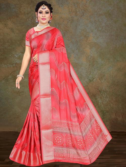 women printed zari boredered saree - 21567452 - Standard Image - 0