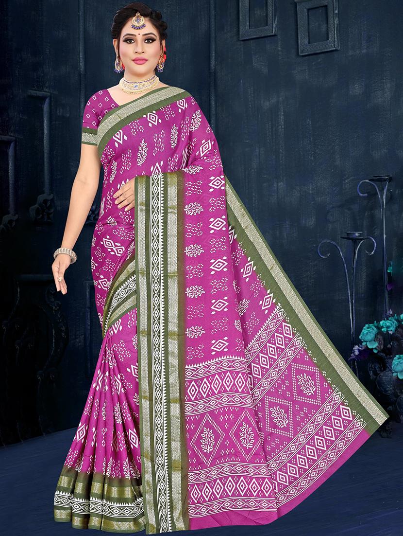 women pink printed saree - 21567480 - Zoom Image - 0