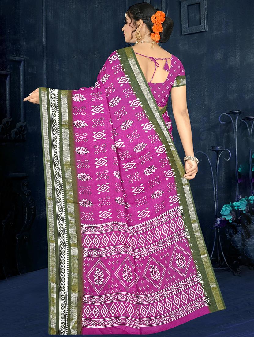 women pink printed saree - 21567480 - Standard Image - 3