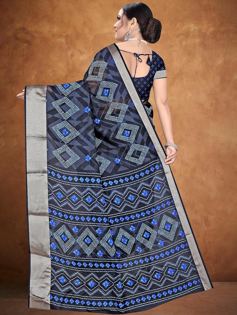 women blue geometric printed saree - 21567527 - Standard Image - 3