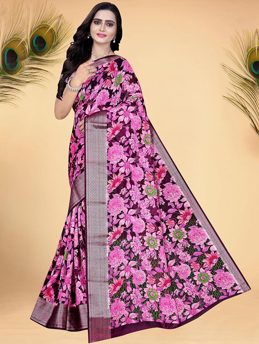 women floral printed georgette saree