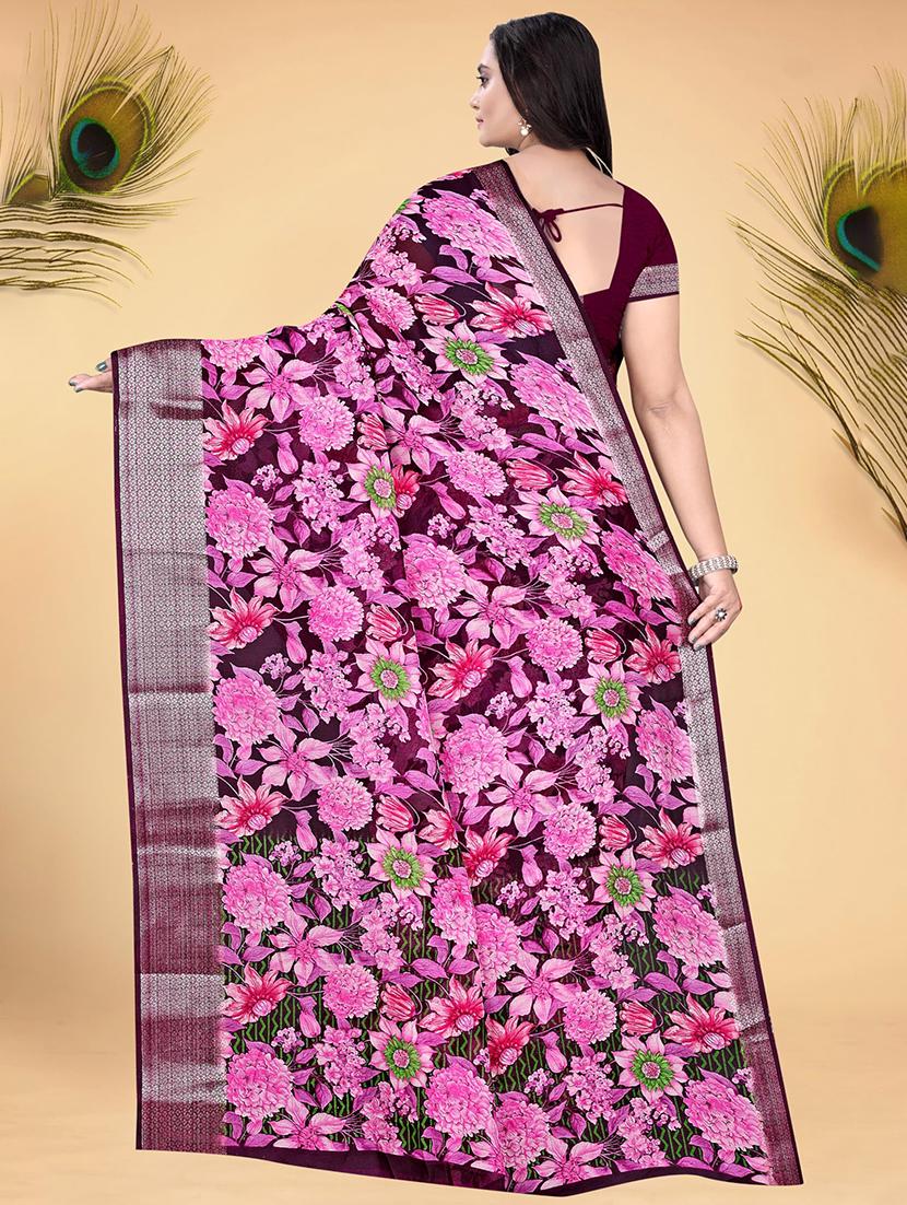 women floral printed georgette saree - 21567533 - Standard Image - 3