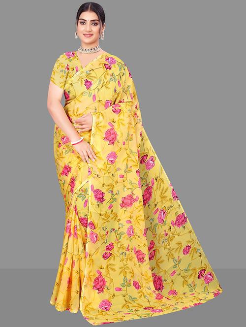 women floral printed saree - 21567563 - Standard Image - 0