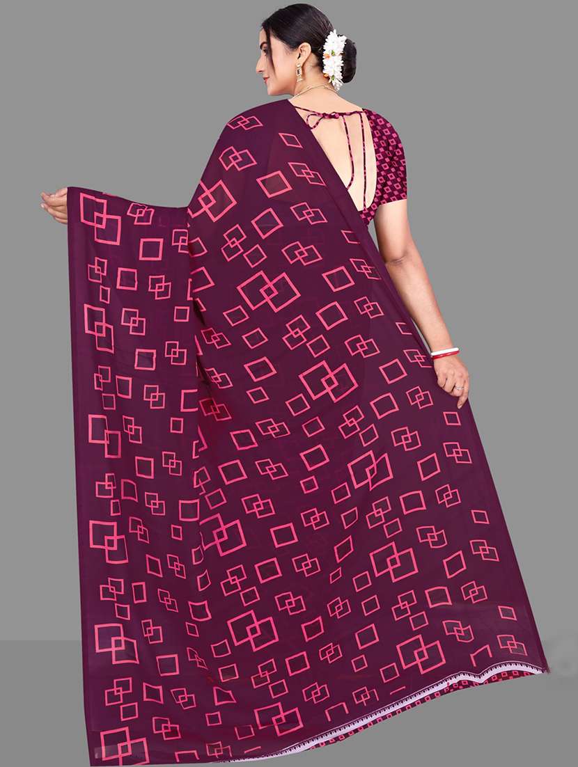 women geometric printed saree  - 21567575 -  Standard Image - 3