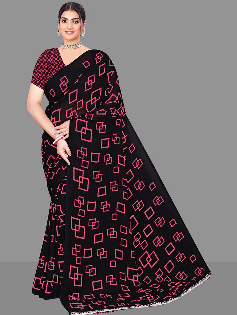 women geometric printed saree 