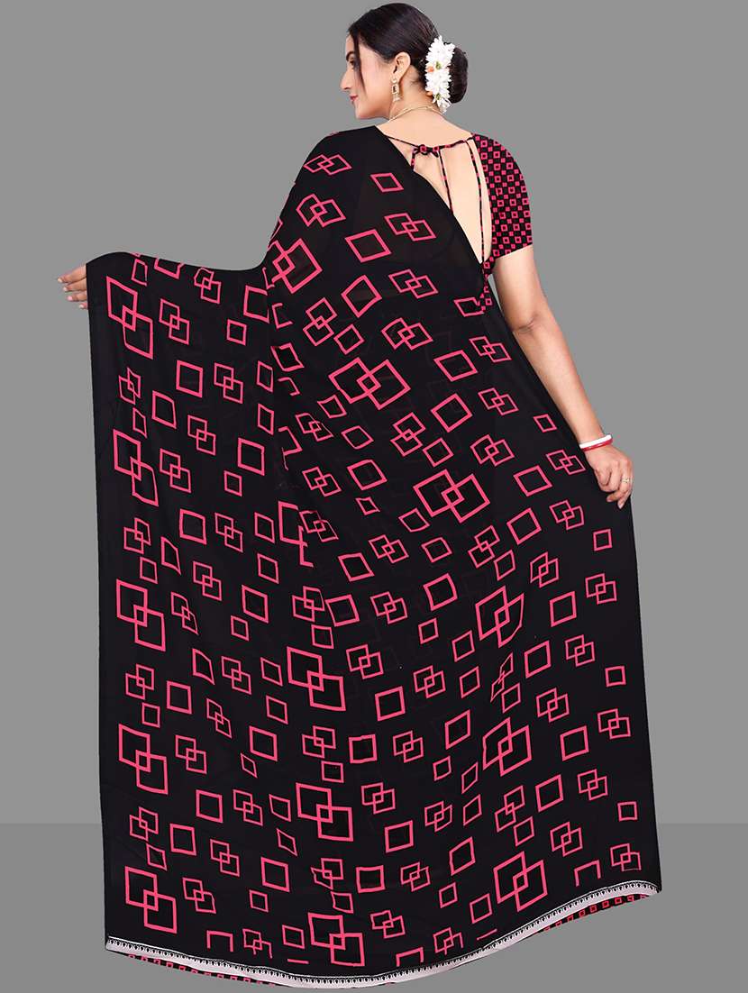 women geometric printed saree  - 21567577 -  Standard Image - 3