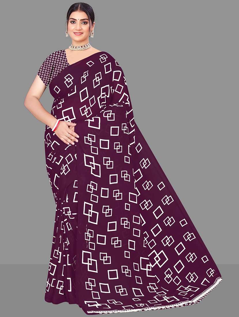 women geometric printed saree 