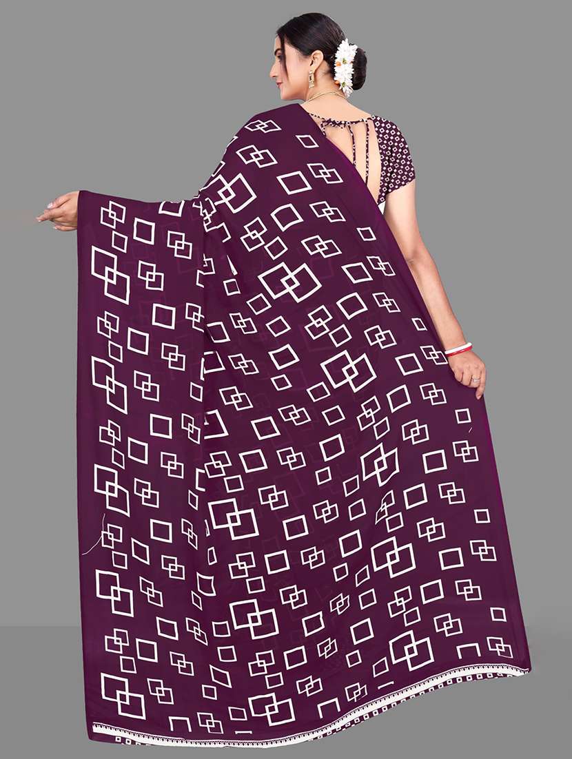 women geometric printed saree  - 21567584 -  Standard Image - 3