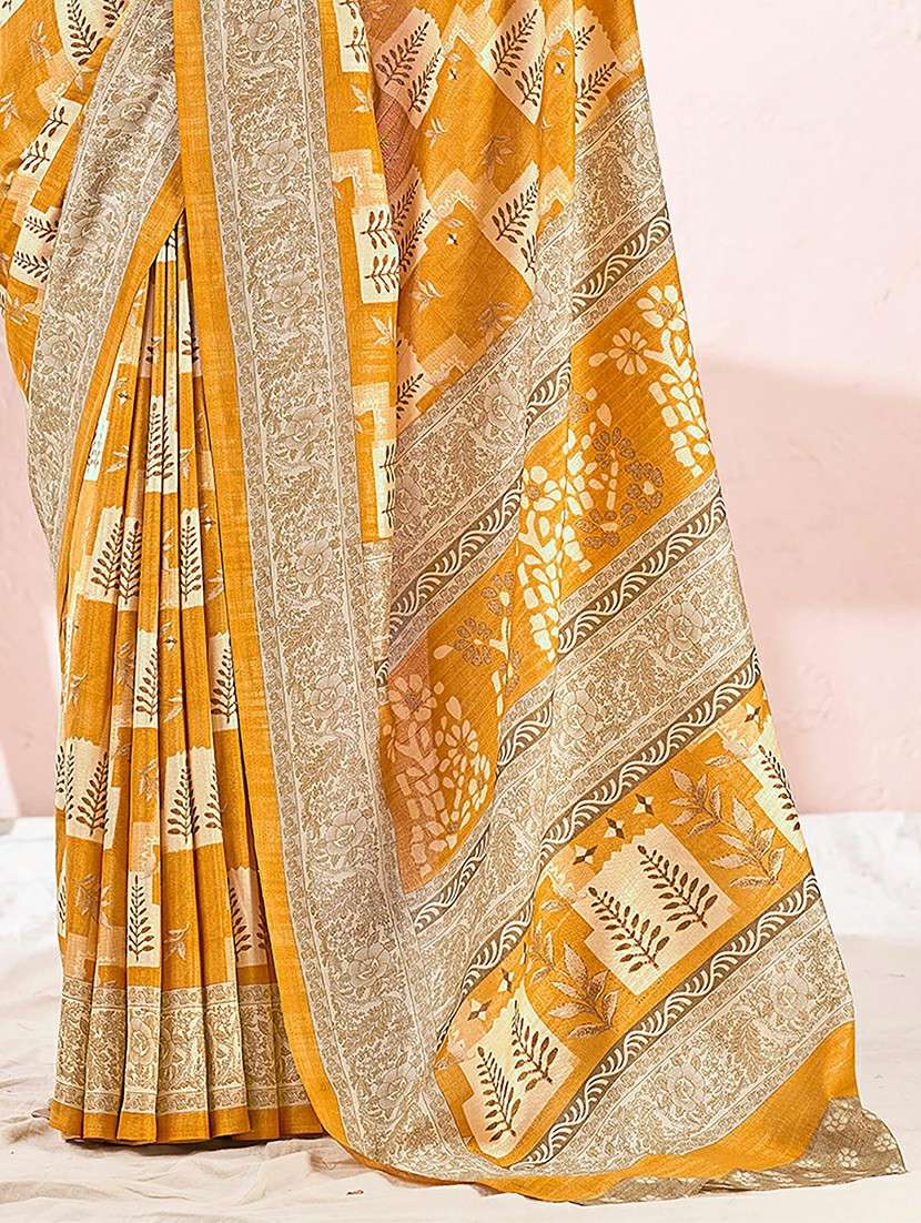 women gold printed saree - 21567592 -  Standard Image - 3