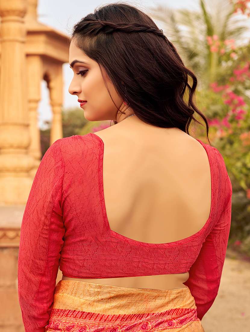 women orange printed saree - 21567704 -  Standard Image - 3