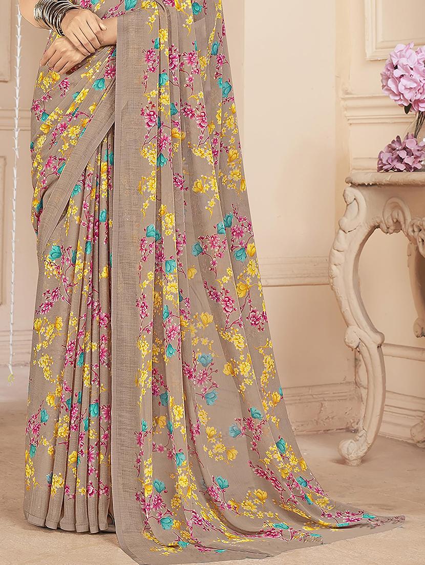 women floral printed saree - 21567723 - Standard Image - 3