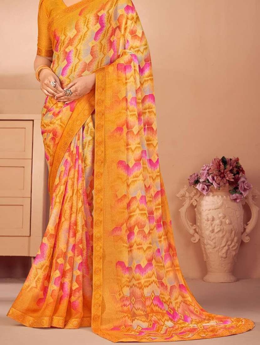 women printed saree - 21567768 - Standard Image - 3