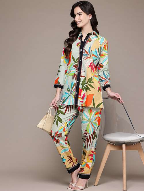 women green printed co-ord set - 21567817 - Standard Image - 0