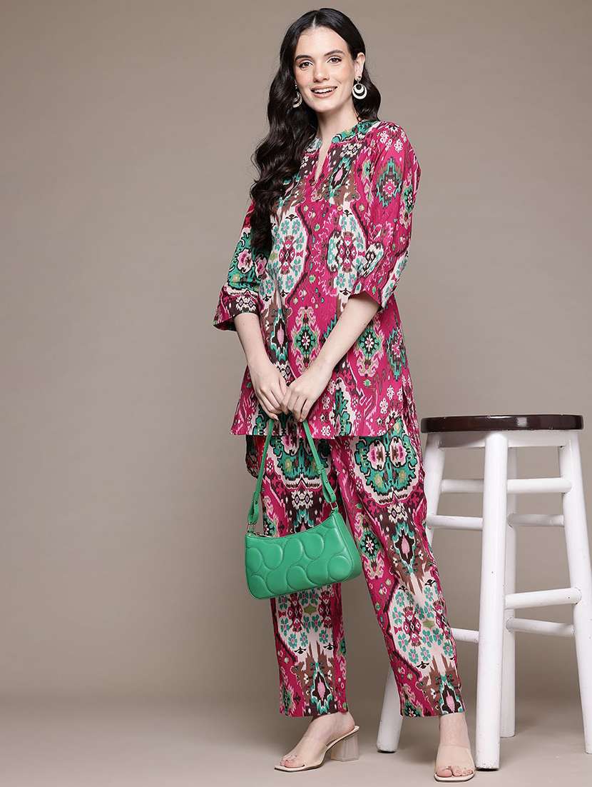 women magenta printed co-ord set