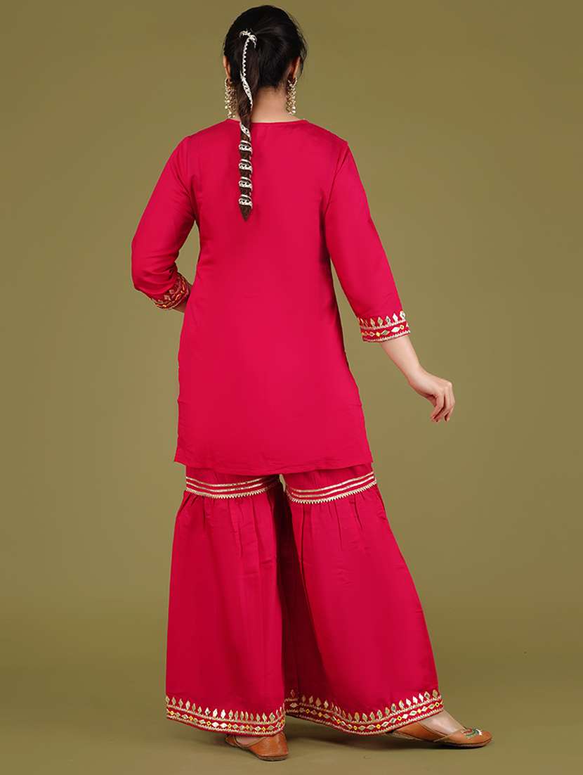 women solid kurta sharara set with dupatta - 21568140 - Standard Image - 3