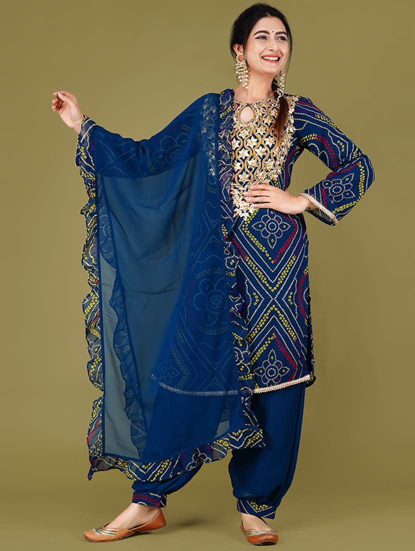 women bandhani kurta salwar set with dupatta