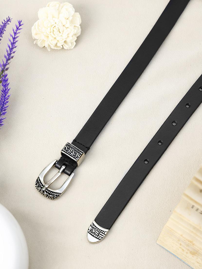 aditi wasan black solid genuine leather women's belt - 21568184 -  Zoom Image - 0