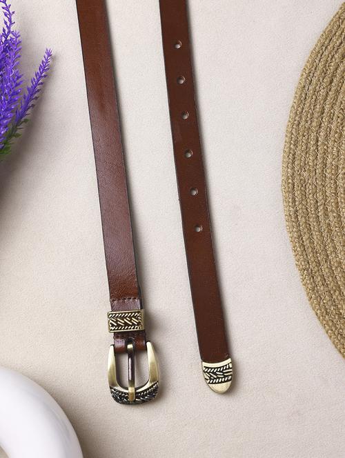 aditi wasan brown solid genuine leather women's belt - 21568185 - Standard Image - 0