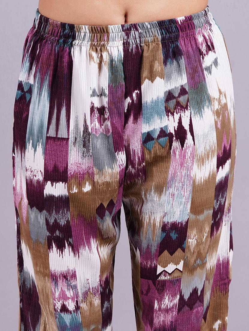 women purple ikat printed co-ord set - 21568198 - Standard Image - 5