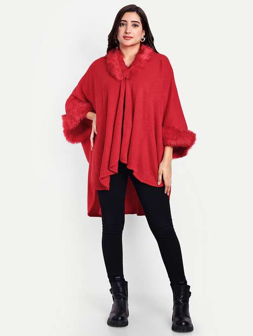 women red solid long sleeve shrug - 21568356 - Standard Image - 0