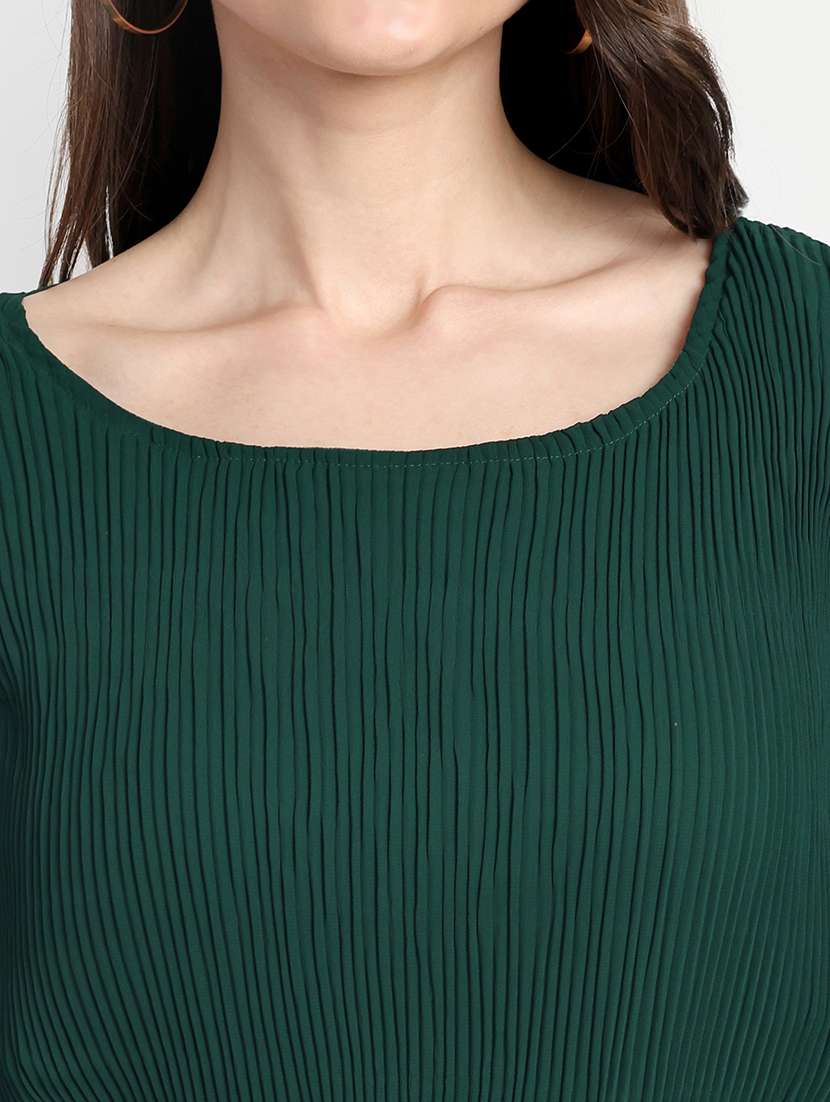 women green solid round neck a-line dress - 21568386 - Standard Image - 5