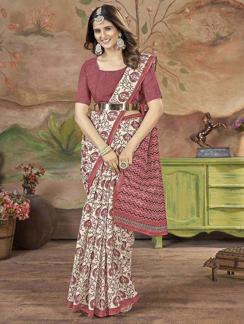 women printed saree with blouse - 21568900 - Standard Image - 0