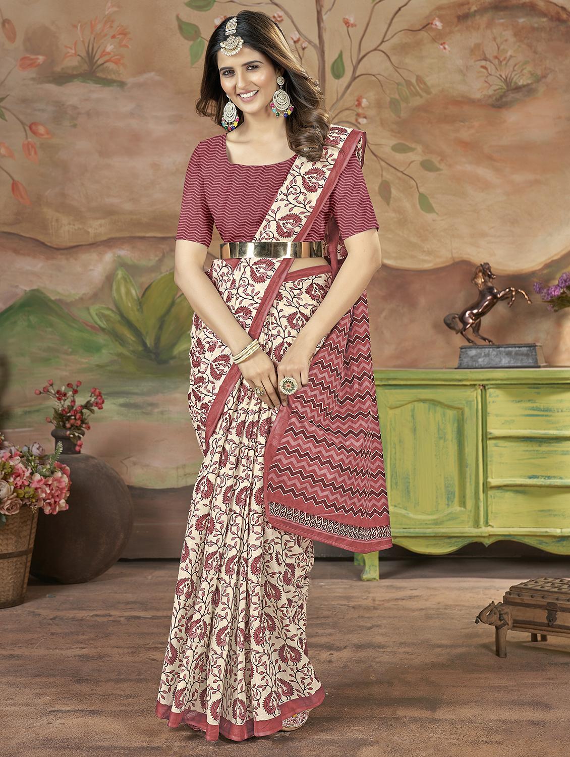 women printed saree with blouse - 21568900 - Zoom Image - 0