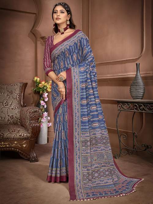 women block printed pure cotton saree with blouse - 21568944 - Standard Image - 0