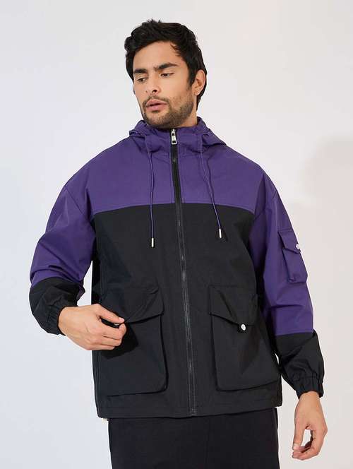 men color block long sleeves casual jacket - 21569240 -  Standard Image - 0