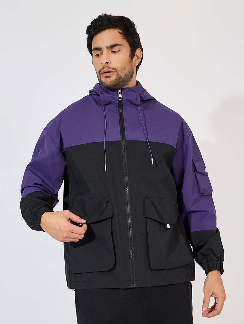 men color block long sleeves casual jacket - 21569240 -  Zoom Image - 0
