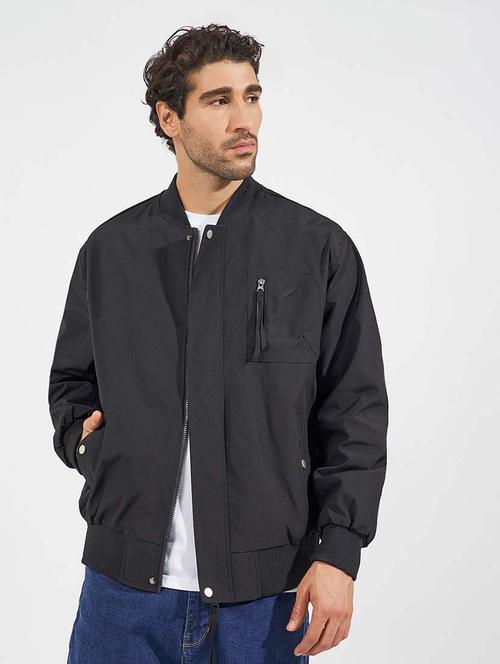 men solid long sleeves casual jacket - 21569246 - Standard Image - 0