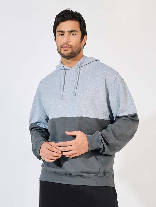 men hooded color block sweatshirt - 21569279 - Standard Image - 0