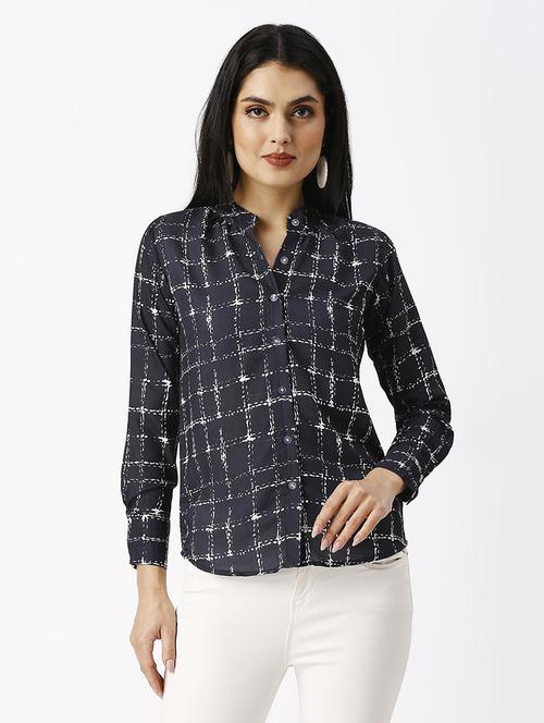 women printed mandarin neck shirt - 21569574 - Standard Image - 0