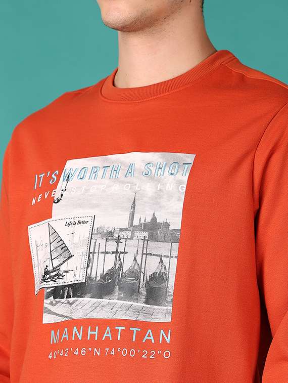 men long sleeves front print sweatshirt - 21569591 -  Standard Image - 5