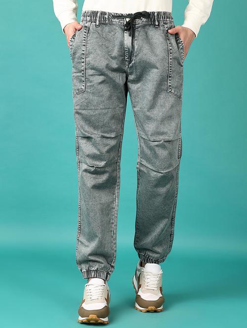 men olive solid mid rise regular fit jogger - 21569605 - Standard Image - 0
