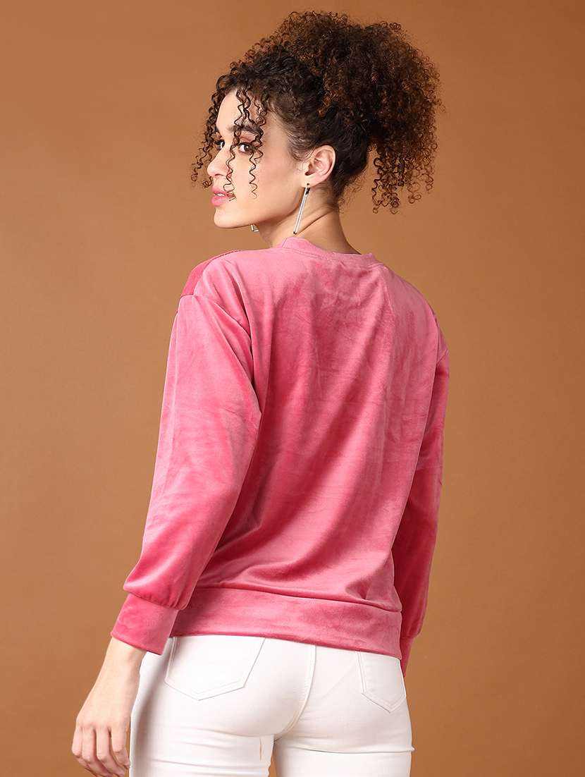 women pink chest print long sleeve sweatshirt - 21569606 -  Standard Image - 3