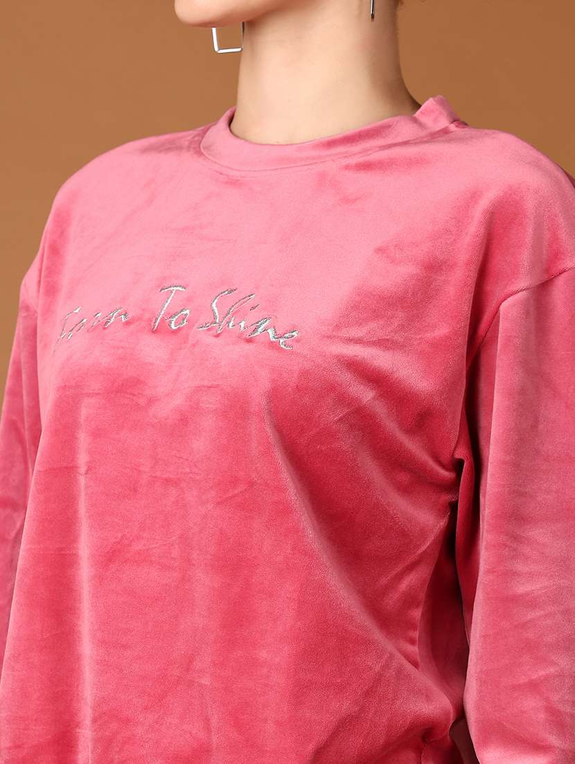 women pink chest print long sleeve sweatshirt - 21569606 -  Standard Image - 5