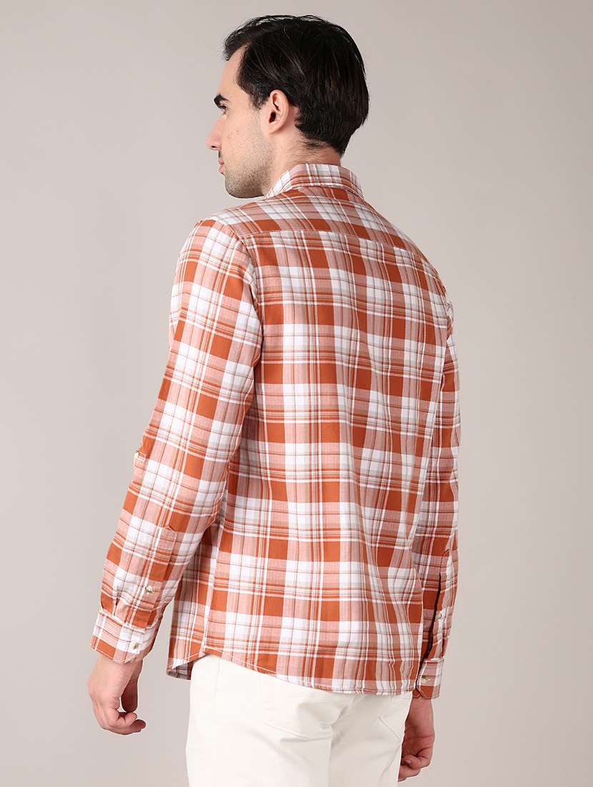 men long sleeve checkered casual shirt - 21569609 -  Standard Image - 3