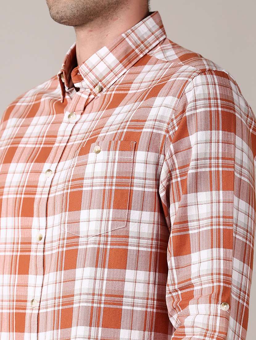 men long sleeve checkered casual shirt - 21569609 -  Standard Image - 5
