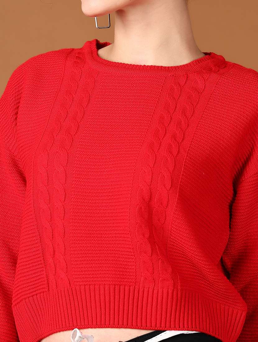 women self design long sleeve cropped pullover - 21569611 -  Standard Image - 5