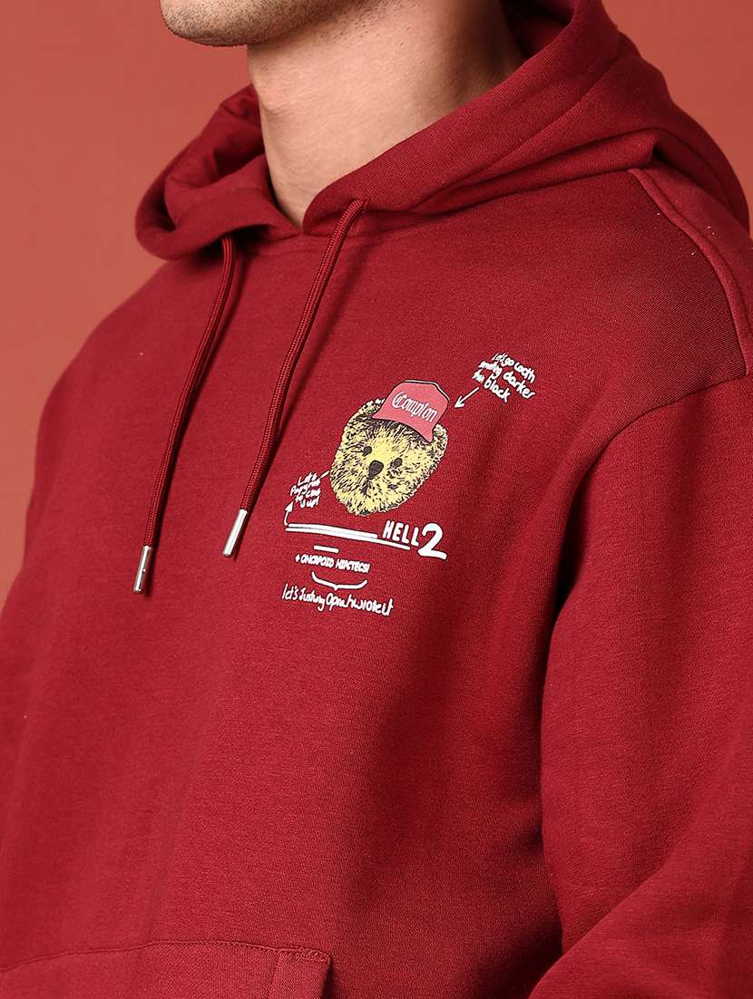 men front & back print long sleeve hooded sweatshirt - 21569616 -  Standard Image - 3