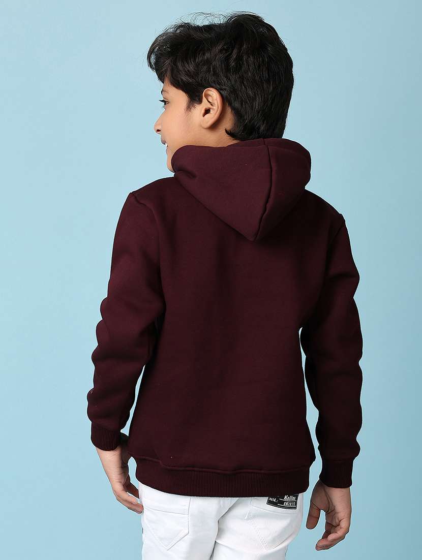 boys maroon chest print long sleeve hooded sweatshirt - 21569632 -  Standard Image - 3
